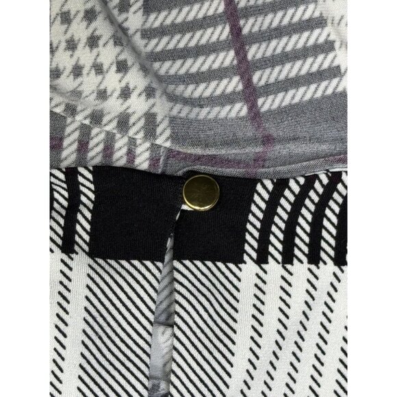 NWOT Calvin Klein S Tank Womens Sleeveless Pleated Plaid Gray black Blouse - Picture 5 of 6